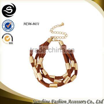 Fashion braided leather copper bracelet