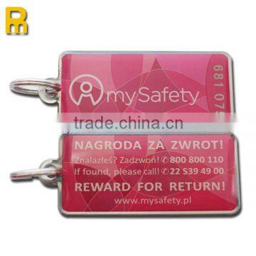 2016 offet printing custom logo epoxy QR code key fob
