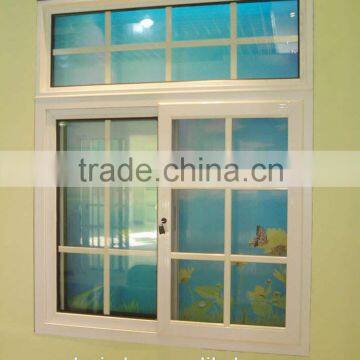 PVc sliding windows with white color grills design from Foshan factory