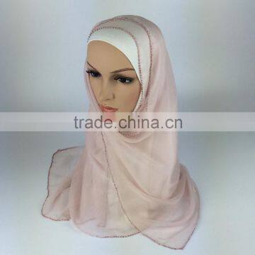 100% Silk beading latest hijab designs muslim scarf