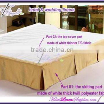 hotel bed skirt with pleats, fitted bed skirt, striped bed skirts, light coffee