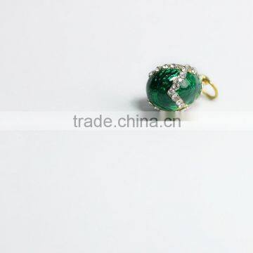 Customized Metal Green Enamel Pendant Crystal Stone photo-2