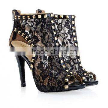 Lace women's sexy sandles black high heel special design shoes