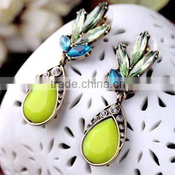 Fluorescence Yellow Drop Acrylic Flower Shaped Latest Trends Earrings photo-4
