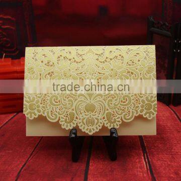 Free Customized design Different Colors for Choose Royal Laser Cutting beige Wedding Invitation Cards