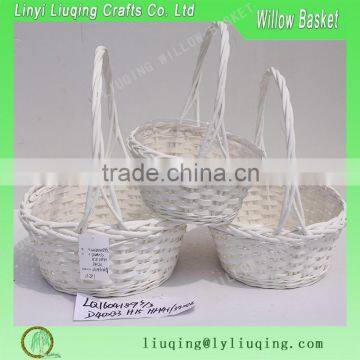 hot sale white color baskt 2 set willow flower basket with pp lining