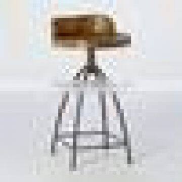 INDUSTRIAL INDIA MADE SWING BAR STOOL FURNITURE WITH MANGO WOOD TOP AND IRON BASE