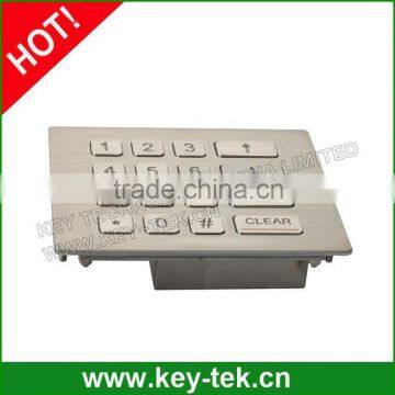 Industrial dust proof numeric keypad with short travel keys