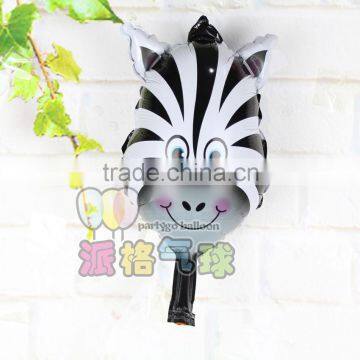 2016 low price zebra pet toy inflatable metallic cartoon foil animal balloons