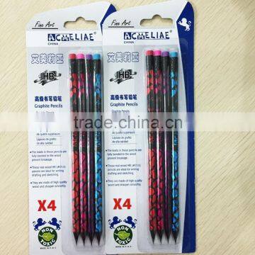 Standard Size Round Shape Black Wood Heat Rolling Laser HB Pencil in Blister Card photo-2