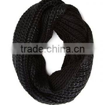 latest design foil black gold knit simple and fashion autumn & winter scarf for lady