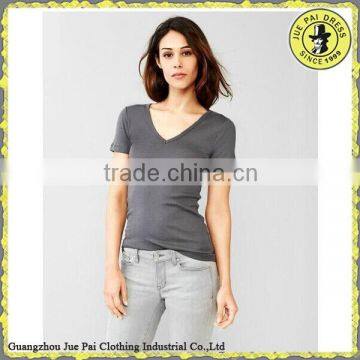 V-Neck Blank 100% Cotton Slim Fit Sexy Lady Tunics Tee Shirt                        
                                                Quality Choice