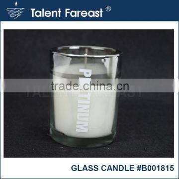 Ion plating and silk printing white scented glass candle 70d and 90h, heavy fragrance candle