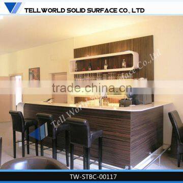 Modern Simple Wood Mini Bar Wooden Drinks Bar with Back Wall Shelves