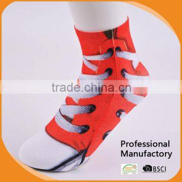 wholesale ladys sublimation ankle socks/ printing socks/woman sock