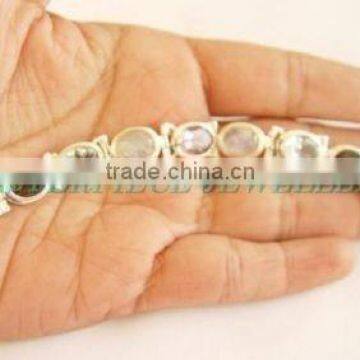 Sterling Silver, Authentic SMOKY QUARTZ, MOONSTONE, CITRINE, AMETHYST & BLUE TOPAZ Bracelets