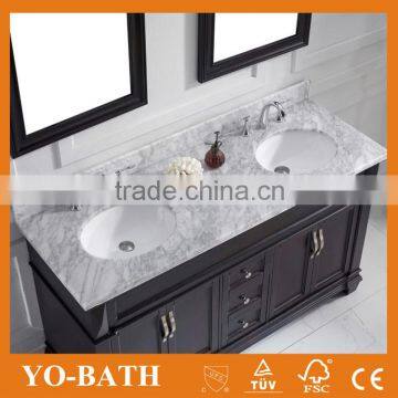 60 Inch Double Sink Traditional Bathroom Vanity With Marble Top photo-4