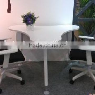 Elegant and concise MDF white painting office furniture wooden irregular coffee table