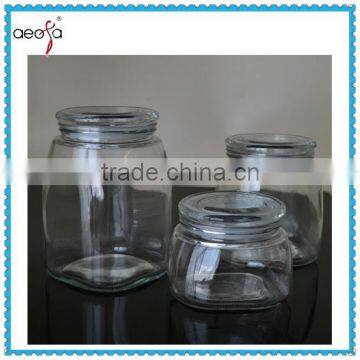 food grade round storage glass jar with glass lid