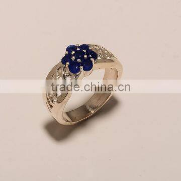 R0045-STERLING SILVER JEWELRY BEAUTIFUL FASHION FLOWER DESIGN SAPPHIRE RING 6.83