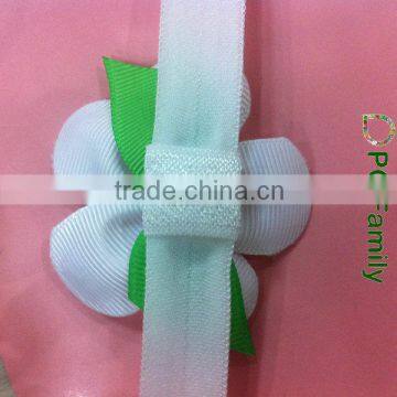 Pink Flower Fold Over Elastic Headband