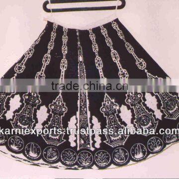 COTTON CIRCULAR PRINTED BLACK & WHITE SKIRT 32 INCH LONG JAIPUR SKIRTS WITHOUT ELASTIC