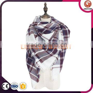 Latest Design Scarf Plaid Checked Cotton Scarf for Women