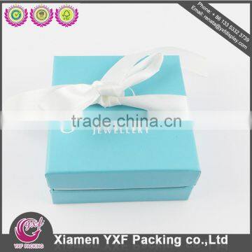 Custome Design Sky Blue Cardboard Box Gift Packaing, Gift Paper Box With White Ribbon photo-2