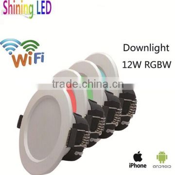 CRI>80Ra CCT Adjustable Four Colors RGBW 12W LED Smart Downlight