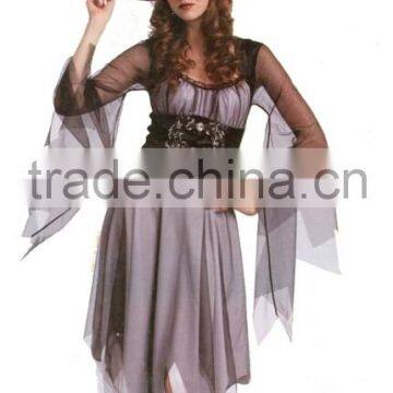 New products Purple Adult halloween costume with Witch Hat
