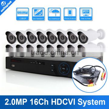 Camera Security System 1080P Outdoor 16CH HDCVI DVR Camera Kit System Support 2MP 16PCS Bullet CVI IR 20M CCTV HDCVI