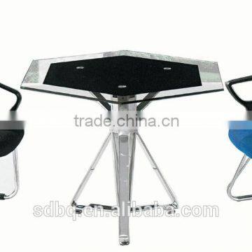 PT-M004 Stainless Steel Coffee Table with Glass Top For Chatting