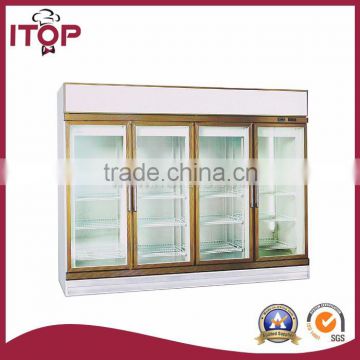 4 Doors vertical glass door fridge