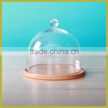 wooden cheese board with cover dome glass