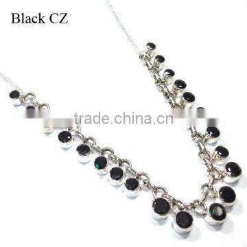 Black CZ necklace wholesale 925 silver jewelry