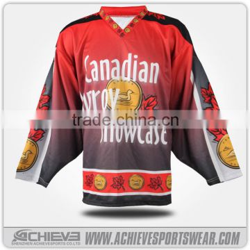 Cheap european 100% polyester team sublimation custom hockey jersey