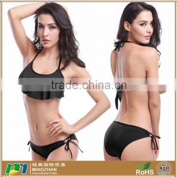 Women's Sexy Halter Ruffles Top Strings Bottom Bikini Sets Swimsuits photo-5
