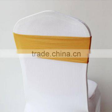 SCB-0004 Gold Spandex Chair Band For Wedding Elastic Chair Sash