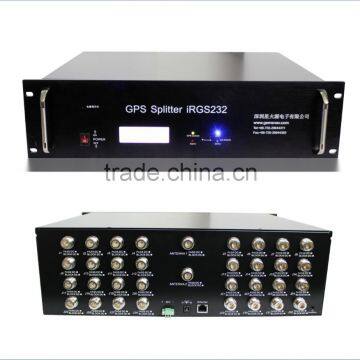 Dual antennas input 32 way GPS power splitter with antenna alarm