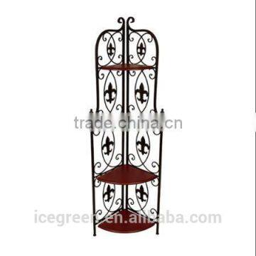 Decorative Brown 4 Shelf Metal Corner Rack