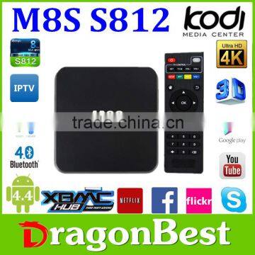 Hot sale quad core 4k M8S amlogic s812 ott tv box with bluetooth/wifi/kodi/xbmc BOX