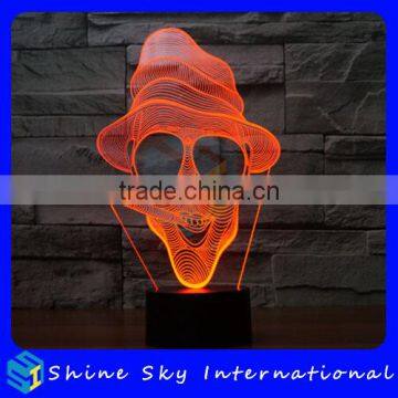 Acrylic Cool Cigarate Man Sculpture 3D LED Night Light Creative Stereoscopic 7 Colors Flashing Touch LED Christmas Night Light