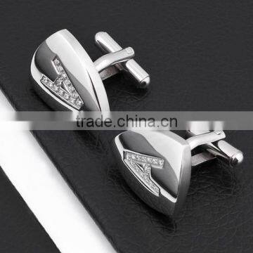 Stainless Steel Letter Crystal Cufflinks For Men