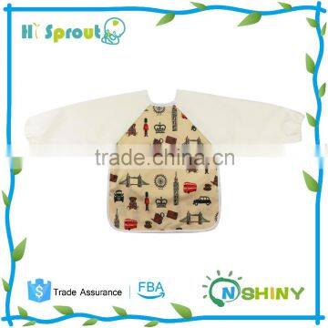 Yellow Color Unisex Design Toddler Waterproof Sleeved Bib