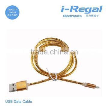 Popular colorful crystal nylon braided usb cable