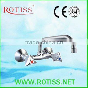 High quality RTS8829-5U double handle mural sink mixer