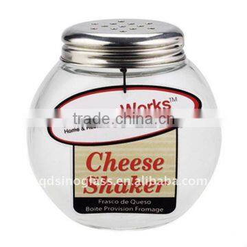 SINOGLASS 1 pc ball shape glass cheese jar with S/S lid
