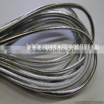 Round Leather Cords - Round strobel 4mm silver lamina