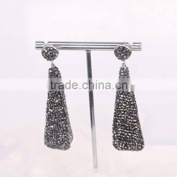 Pave Crystal Jewelry Gem stone Stud Earring, Fashion Druzy Stone Earrings