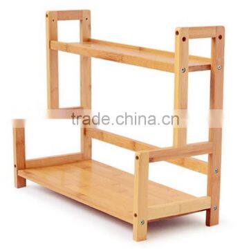 BH015 Two Layers Material Bamboo Kitchen Spice Rack Storage Rack photo-2